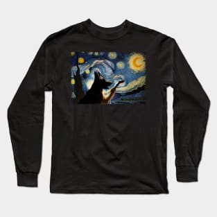 Tail Tales German Shepherd Dog Starry Night, Tee Talk Triumph Extravaganza Long Sleeve T-Shirt